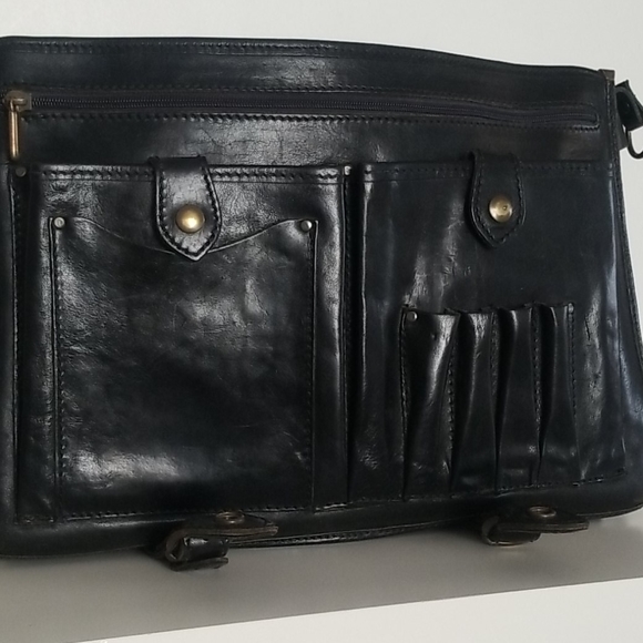 Vintage black leather attache - Picture 4 of 10